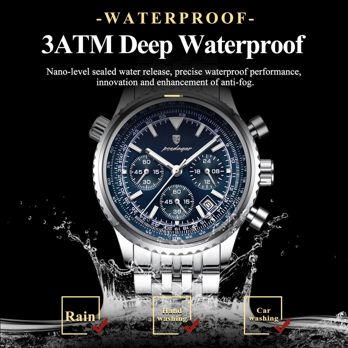 Montre Militaire Chronographe POEDAGAR Homme – CLEVI Paris