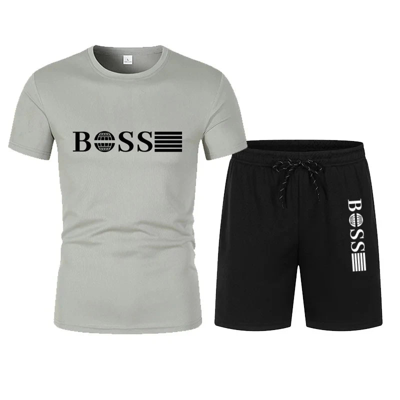Ensemble Homme T-Shirt Col Rond + Short Running Sport Séchage Rapide – CLEVI Paris