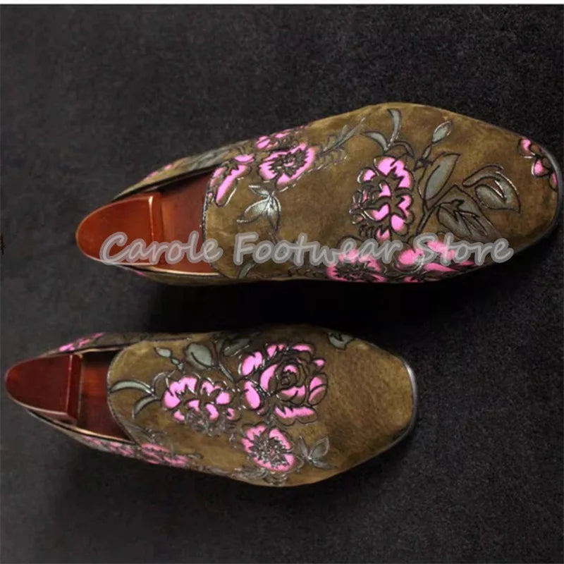 Loafers Cuir Imprimé Floral Homme – CLEVI Paris