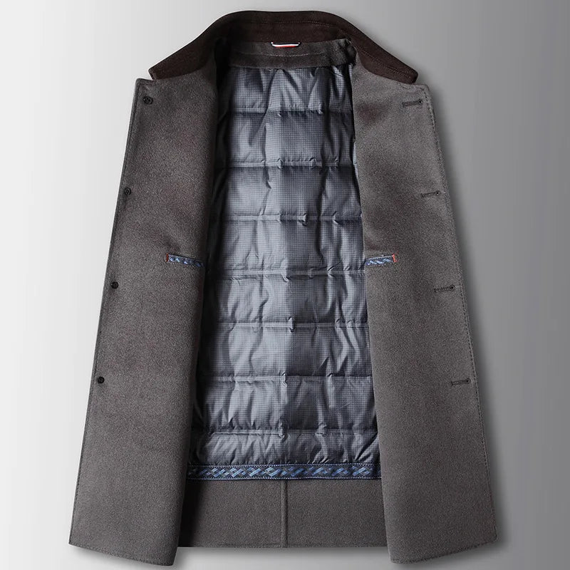 Manteau homme en laine à col contrasté – CLEVI Paris
