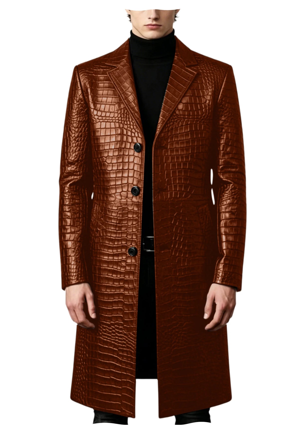 Manteau homme simili cuir motif crocodile – CLEVI Paris