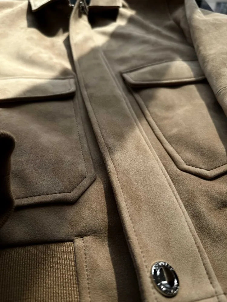 Blouson aviateur homme en cuir camel – CLEVI Paris
