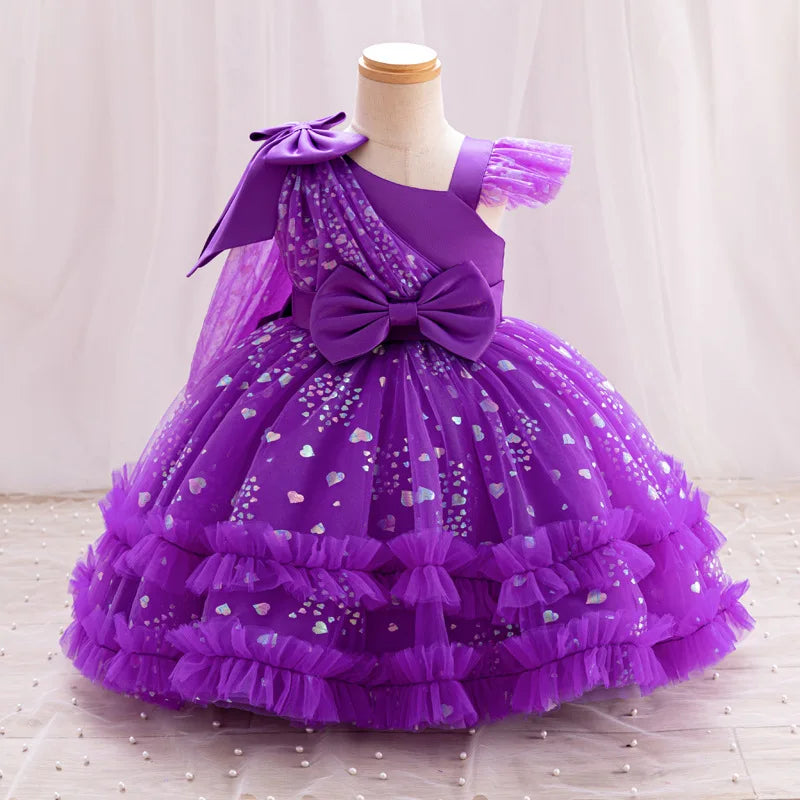 Robe cérémonie fille asymétrique D5982 – CLEVI Paris