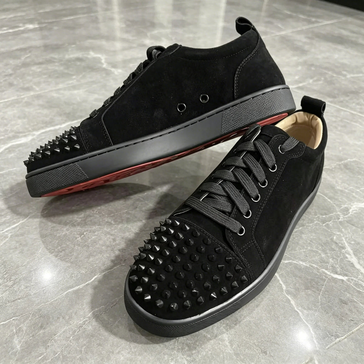 Sneakers Basses Cloutées Cuir Bout Rond Homme – CLEVI Paris