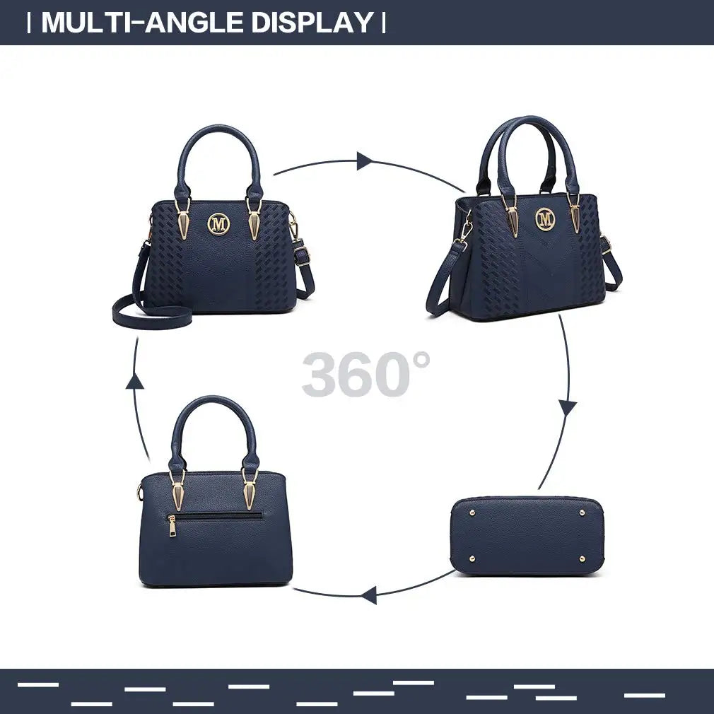 Sac À Main Femme Cuir PU Motif Litchi Logo M Doré – CLEVI Paris
