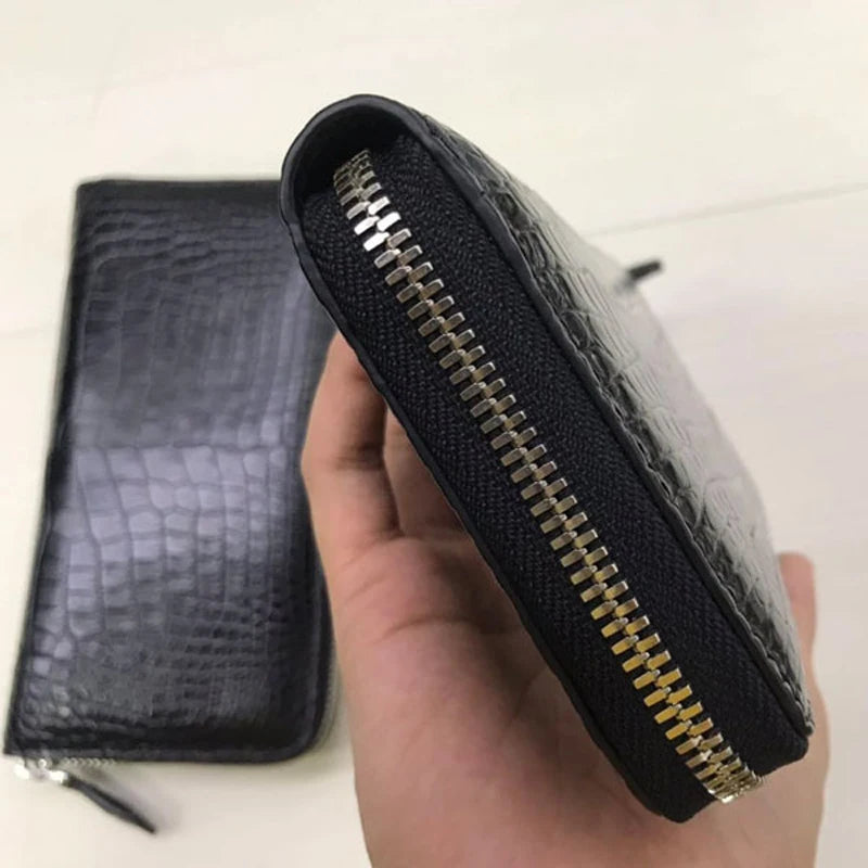 Portefeuille Long Homme Cuir Crocodile Véritable Motif Alligator – CLEVI Paris