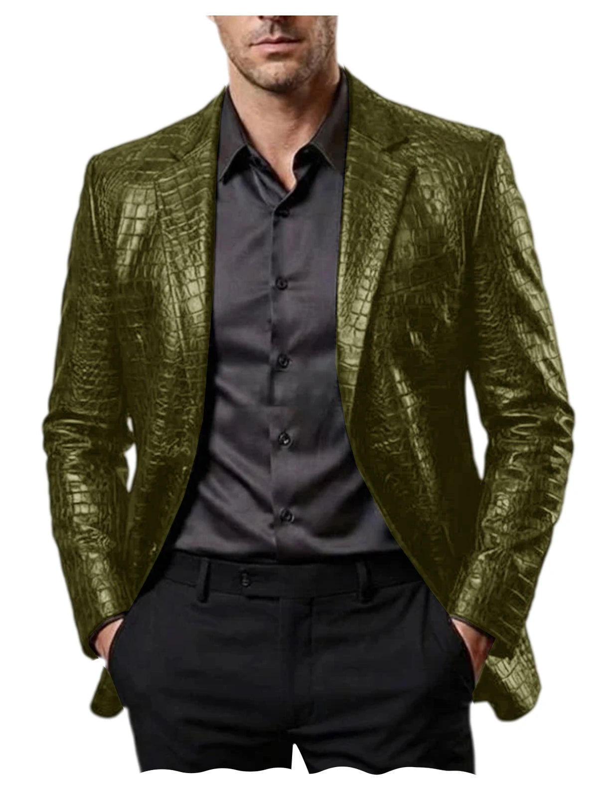 Blazer homme en simili cuir motif crocodile – CLEVI Paris