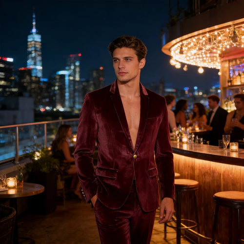 Blazer velours homme à bouton doré – CLEVI Paris