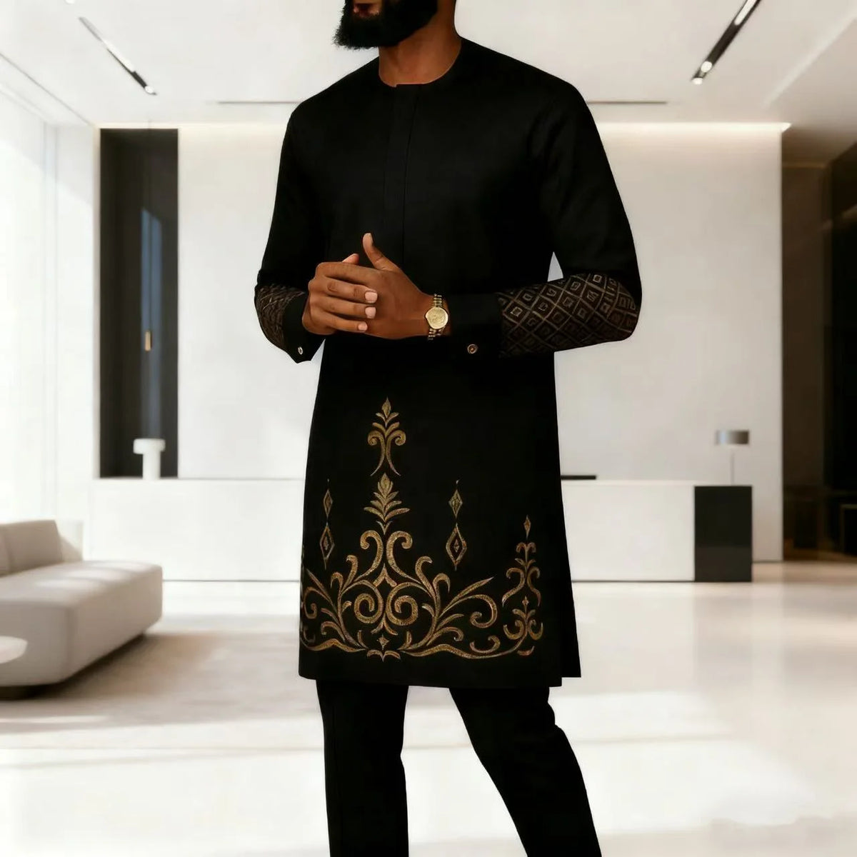 Costume Africain Homme 2 Pièces Kaftan – CLEVI Paris