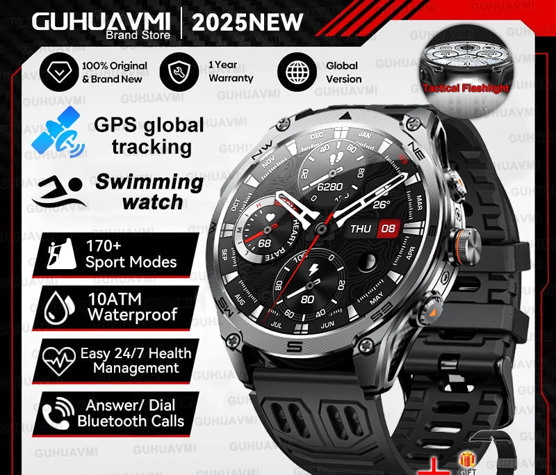 Montre GPS MAVHX AMOLED 1,75″ lampe torche – CLEVI Paris