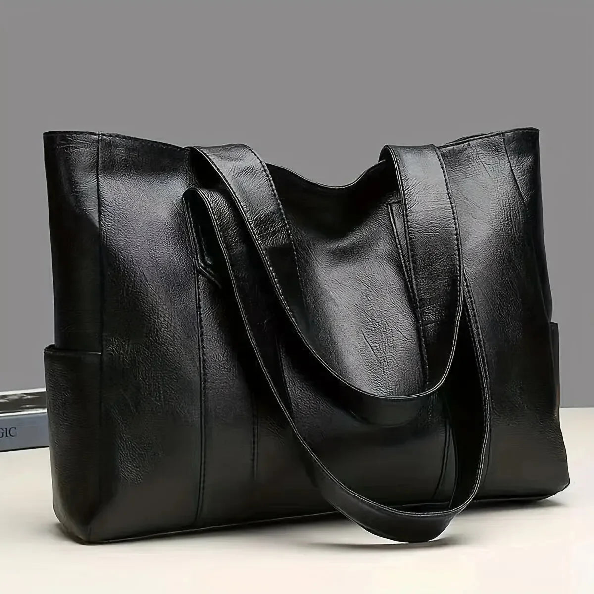 Sac À Main PU Vintage Grande Capacité Femme 36x28cm Bureau – CLEVI Paris
