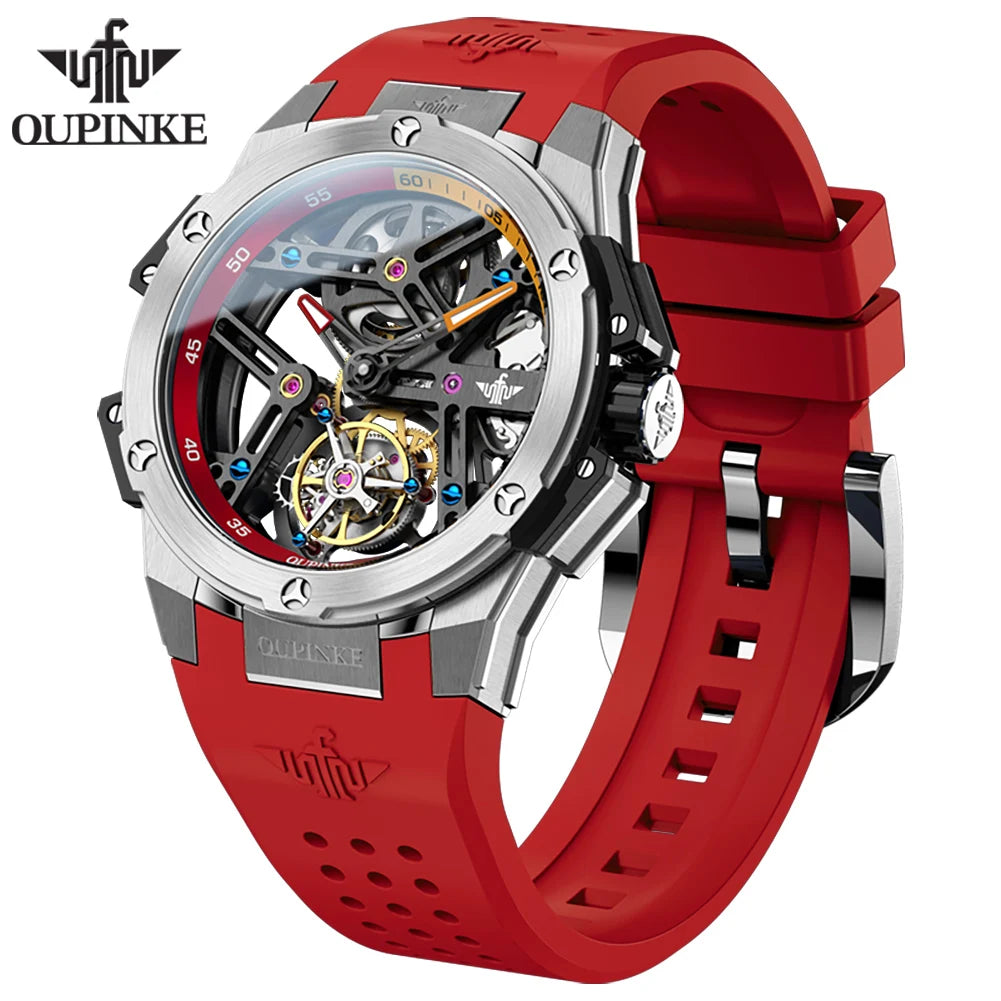 OUPINKE 8003 Montre Homme Tourbillon Squelette Automatique Saphir 5ATM – CLEVI Paris