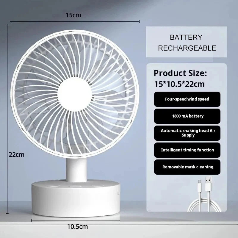 Ventilateur de bureau rechargeable à 4 vitesses – CLEVI Paris