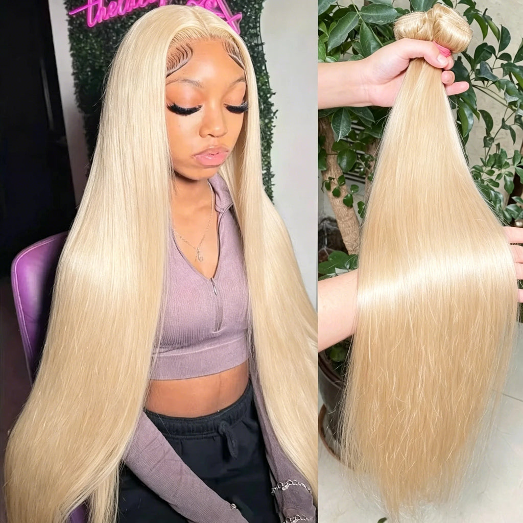 Bundles Cheveux Humains Lisses Blonde 613 Brésiliens Grade 12A – CLEVI Paris