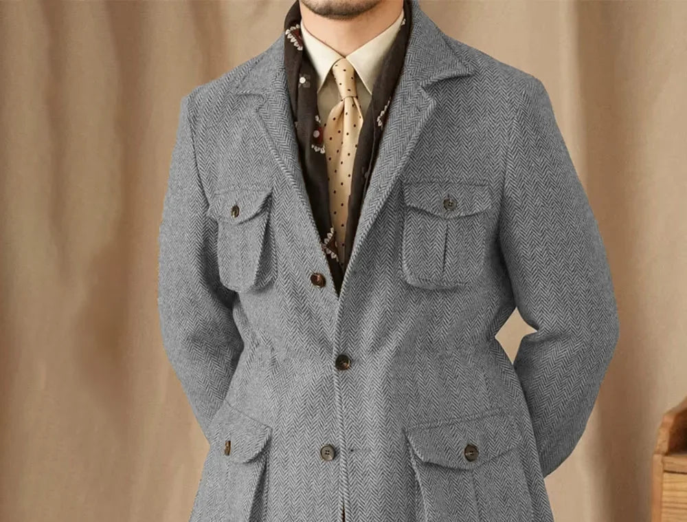 Blazer homme tweed à chevrons – CLEVI Paris