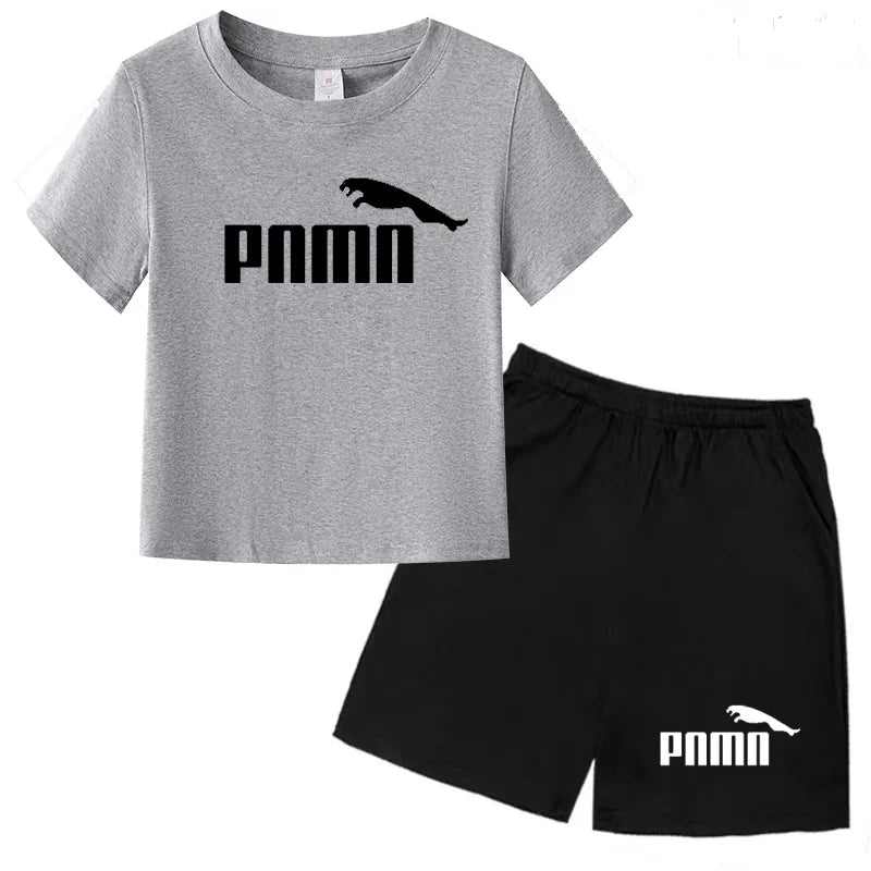 Ensemble enfant T-shirt à lettres et short uni – CLEVI Paris