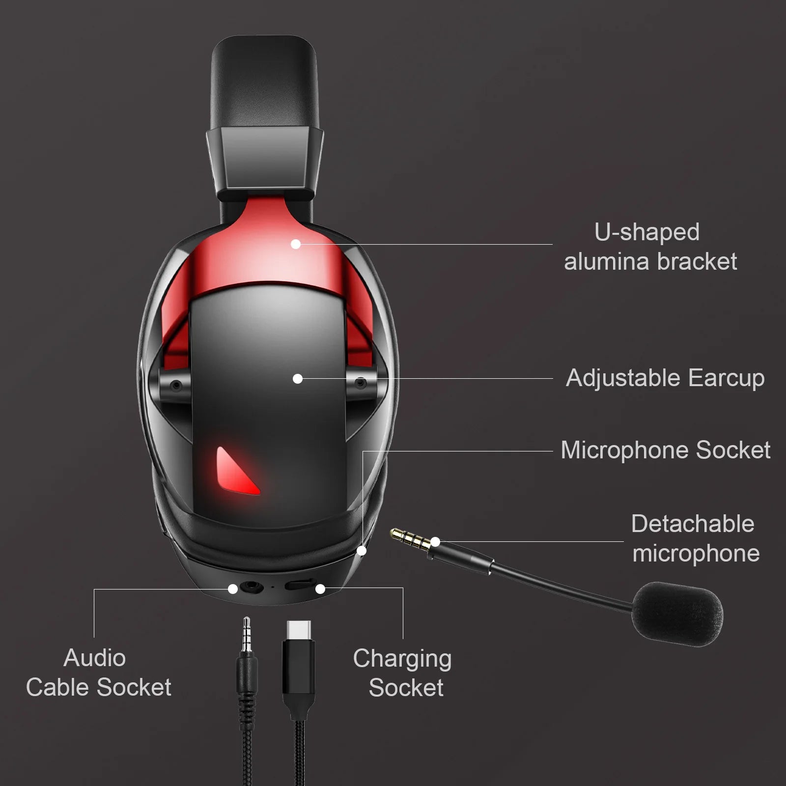 Casque Gaming Acinaci Tri-Mode 2.4G BT 5.3 AUX 50mm Surround 3D LED 36h Micro Détachable – CLEVI Paris