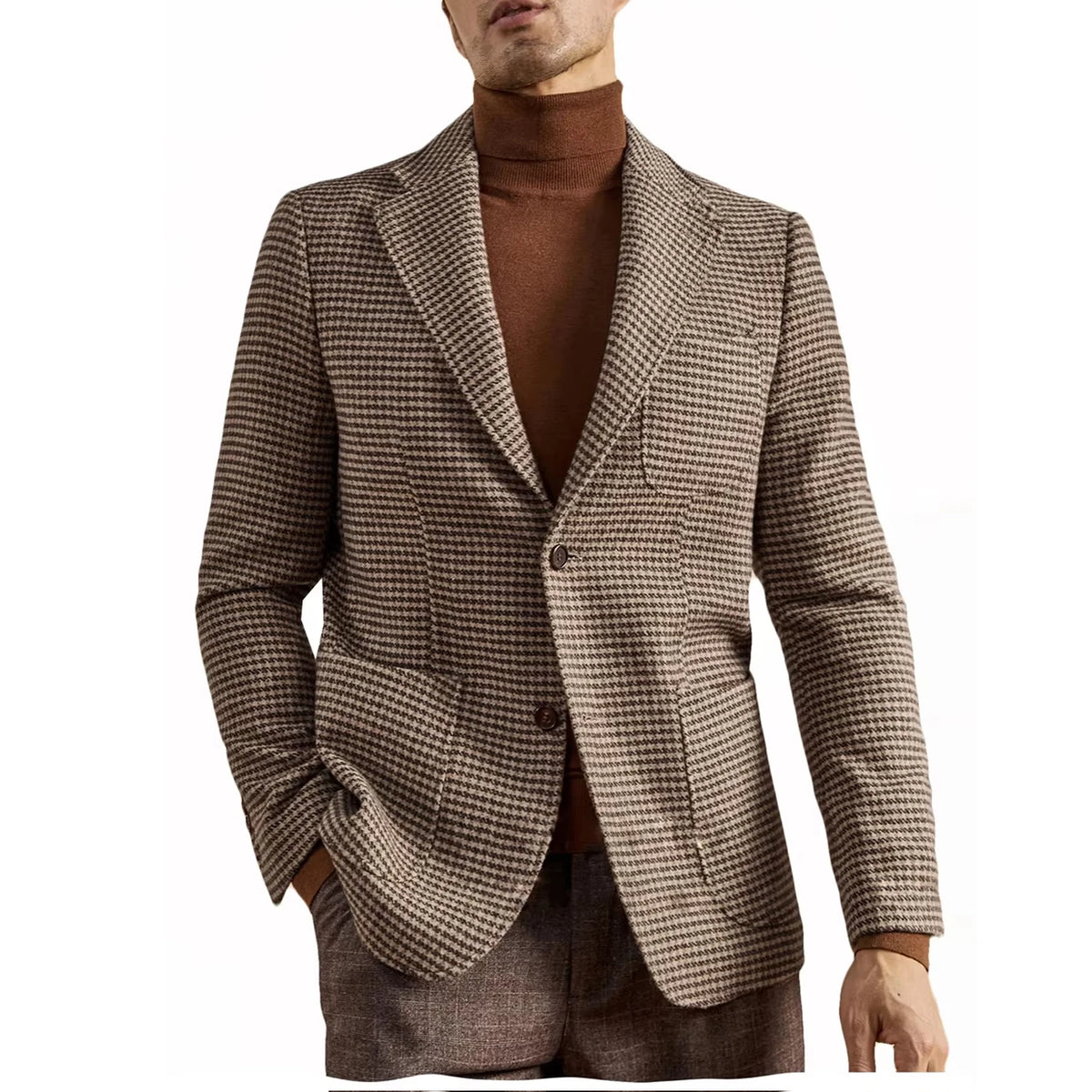 Blazer homme pied-de-poule en laine mélangée – CLEVI Paris