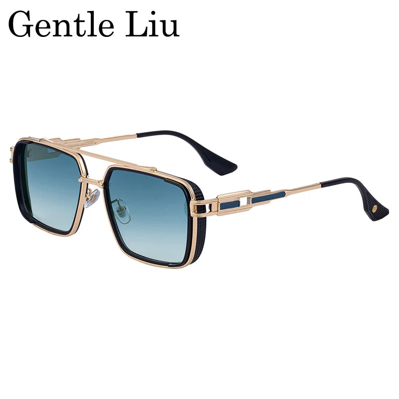 Lunettes de Soleil Carrées Steampunk Double Pont Métal UV400 Conduite Homme – CLEVI Paris