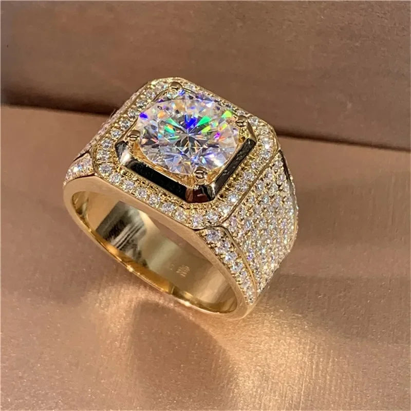 Bague Homme Pierre Ronde VVS1 Sertie Griffes – CLEVI Paris