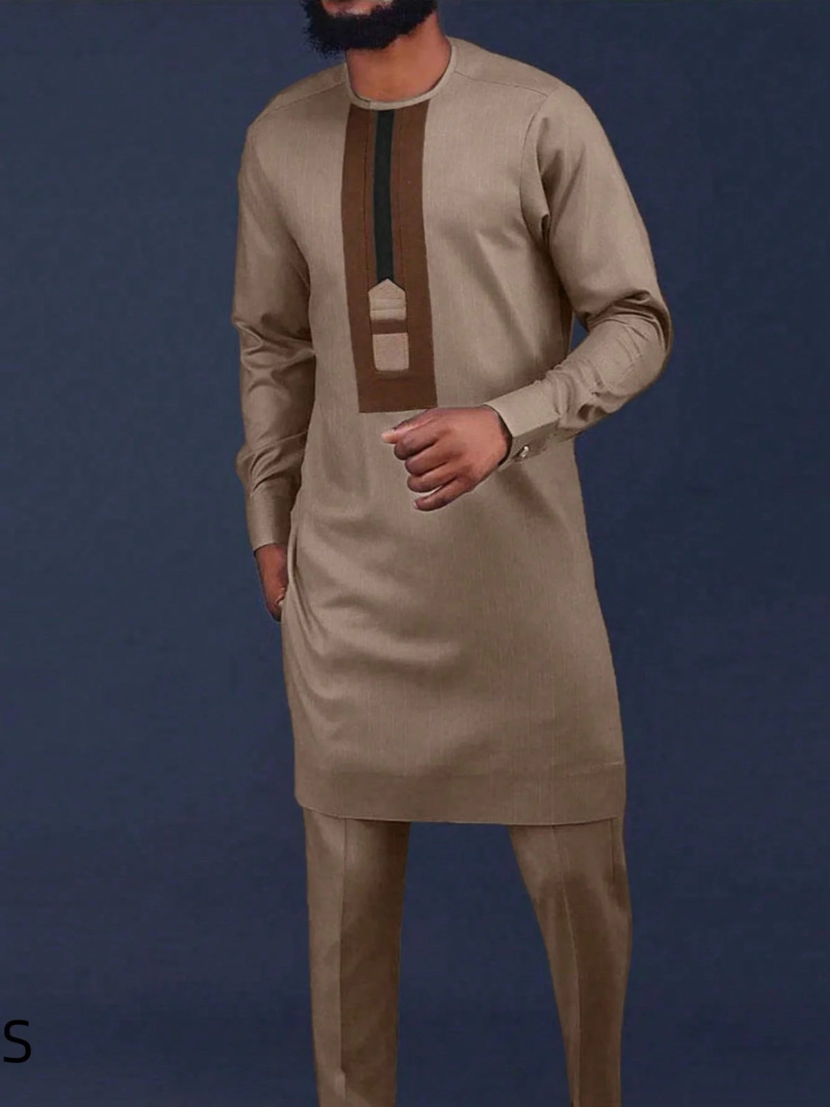 Kaftan Agbada Homme Style Africain 2 Pièces Veste Manches Longues + Pantalon Mariage Cérémonie S-XXL – CLEVI Paris