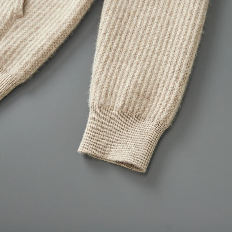 Cardigan Homme 100% Laine Mérinos MVLYFLRT – Zippé Capuche Tricot Épais Manches Longues – 5 Coloris, S à XXL – CLEVI Paris