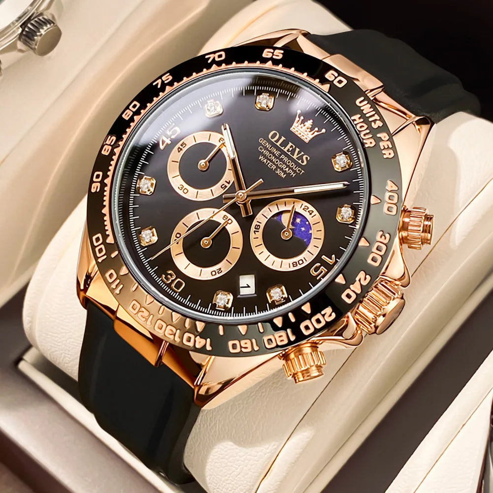 Montre Quartz Chronographe Phase de Lune OLEVS Homme – CLEVI Paris