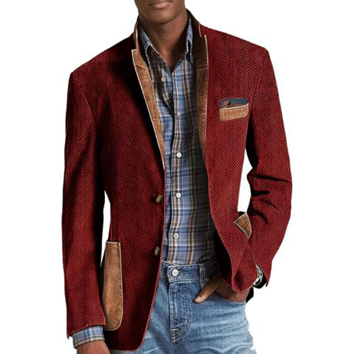 Blazer homme à chevrons avec détails façon daim – CLEVI Paris