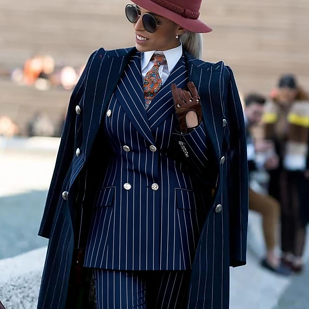 Tailleur 3 pièces femme rayé élégant – CLEVI Paris