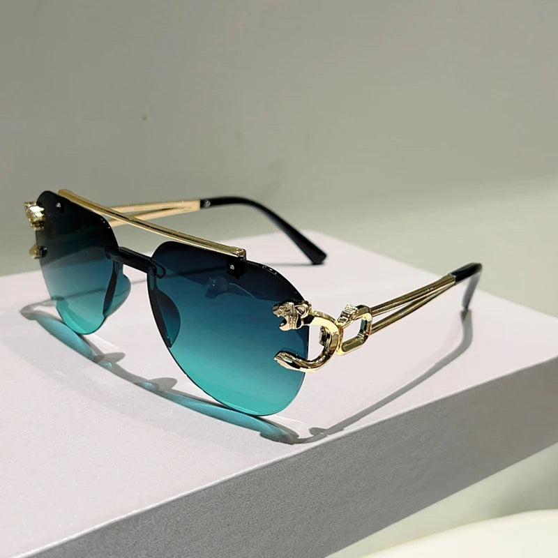 Lunettes de Soleil Aviateur Sans Monture Biseautées Dégradé UV400 Femme – CLEVI Paris