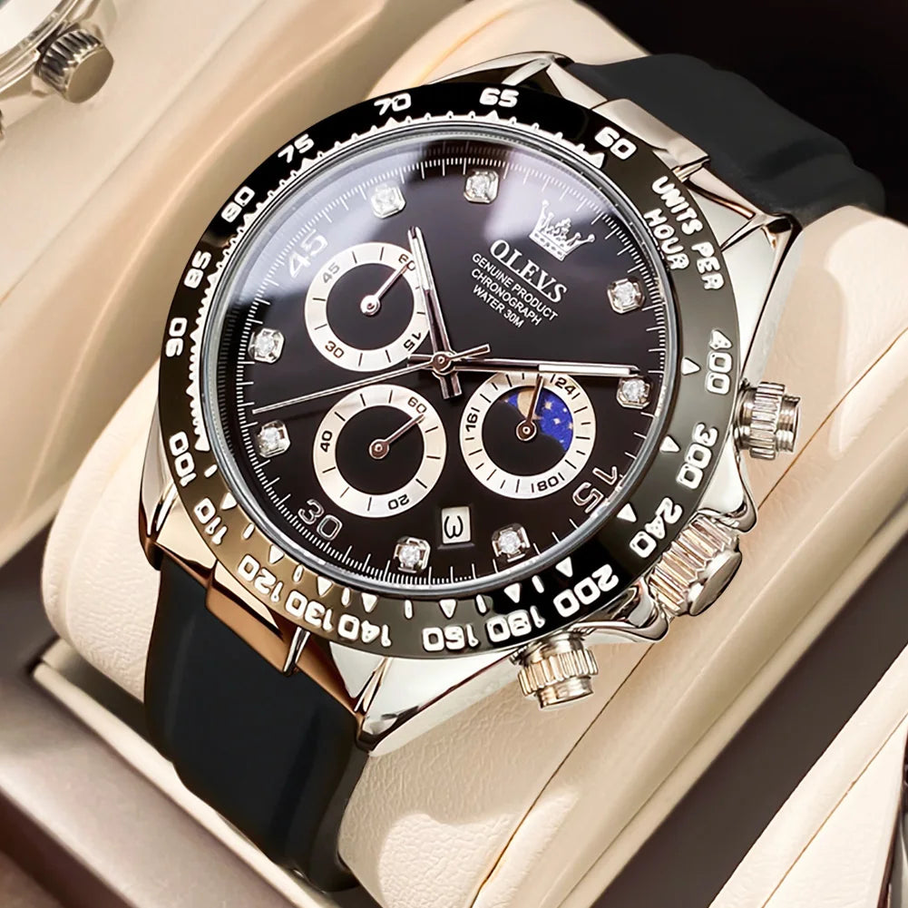 Montre Quartz Chronographe Phase de Lune OLEVS Homme – CLEVI Paris