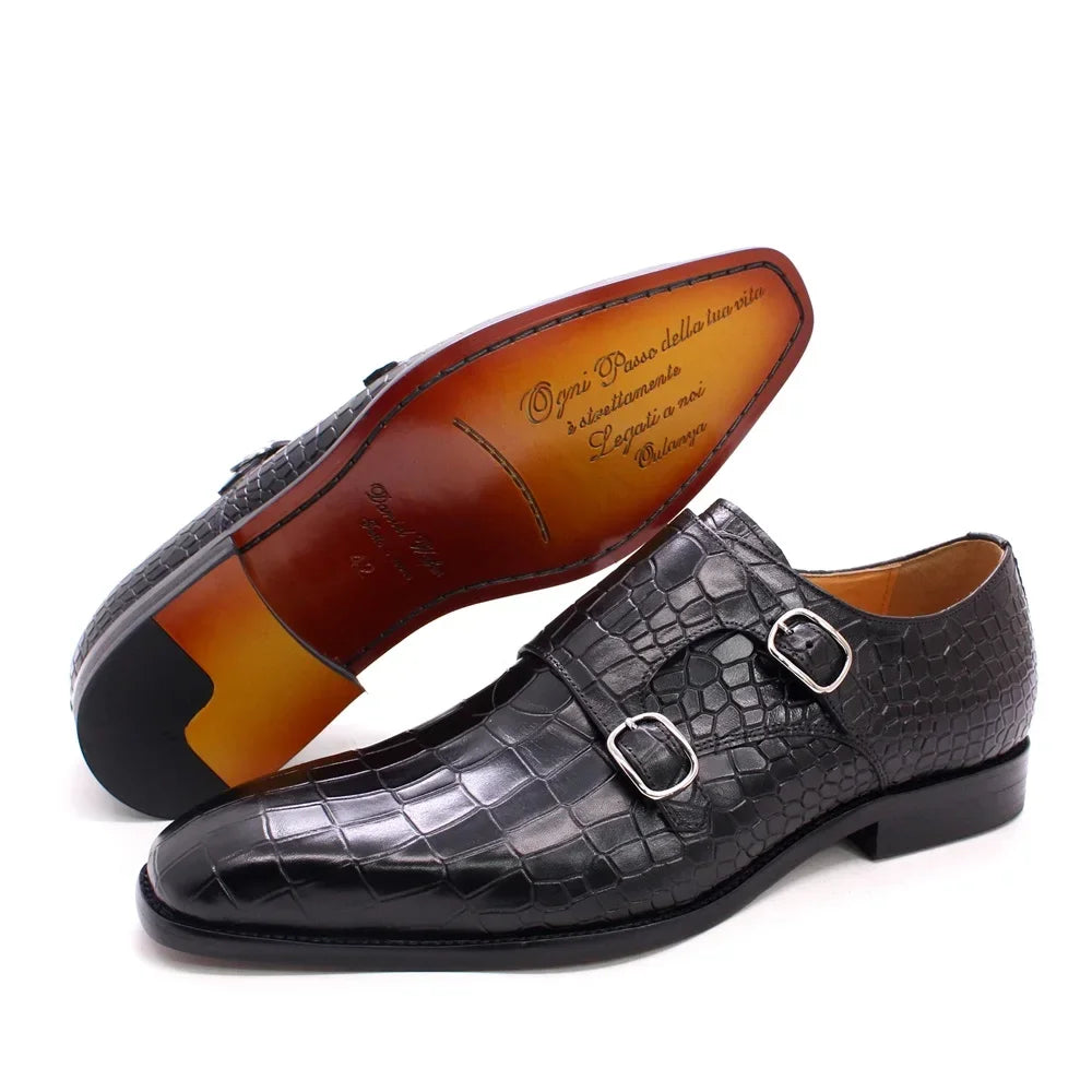Chaussures homme à double boucle en cuir – CLEVI Paris
