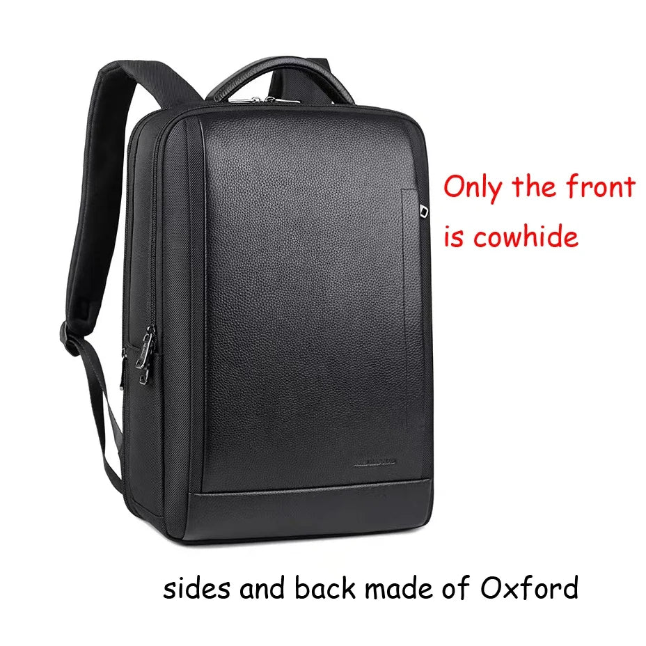 Sac à Dos Homme Cuir Vache & Oxford 42x30cm 20-35L Coussin d’Air – CLEVI Paris