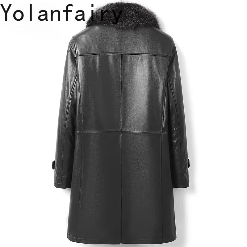 Manteau long homme en cuir de vache noir – CLEVI Paris