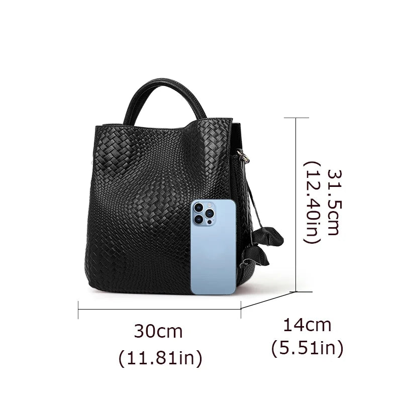 Sac Seau Femme Cuir Véritable Tressé Poche Zippée Bretelle Amovible – CLEVI Paris