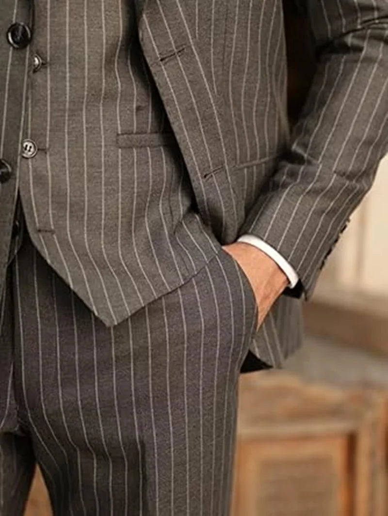 Costume Élégant 3 Pièces Homme Rayures – CLEVI Paris