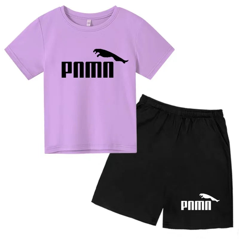 Ensemble enfant T-shirt à lettres et short uni – CLEVI Paris