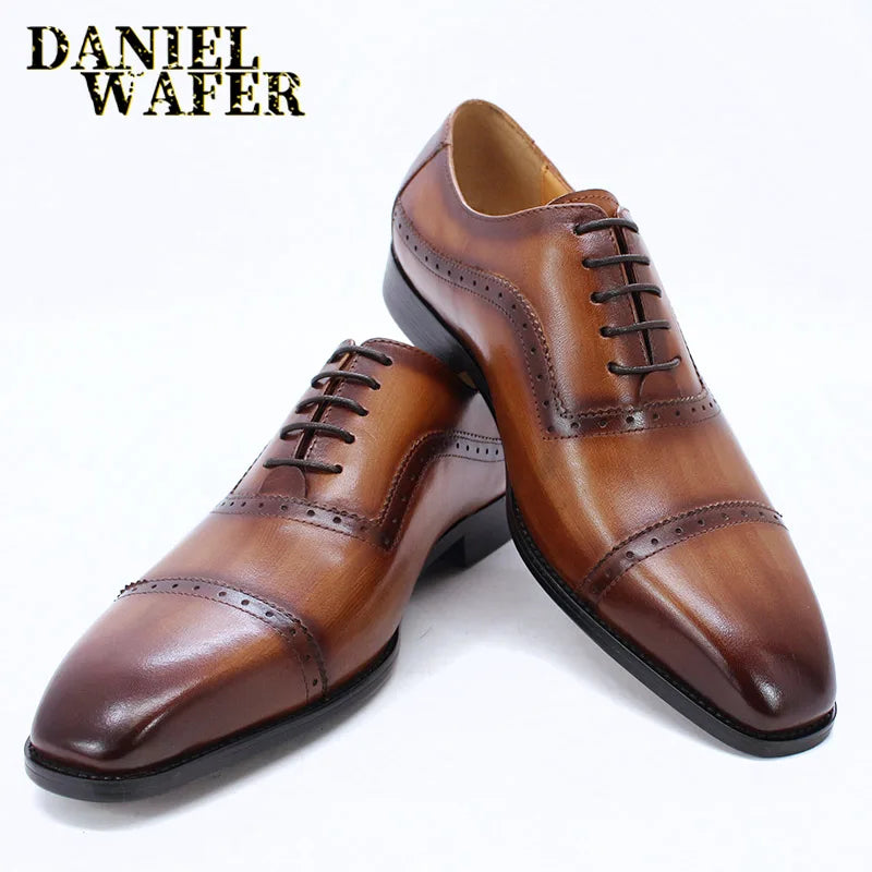 Oxford brogue homme en cuir à lacets – CLEVI Paris