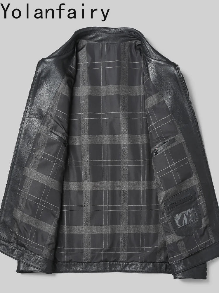 Veste courte homme en cuir de mouton zippée – CLEVI Paris