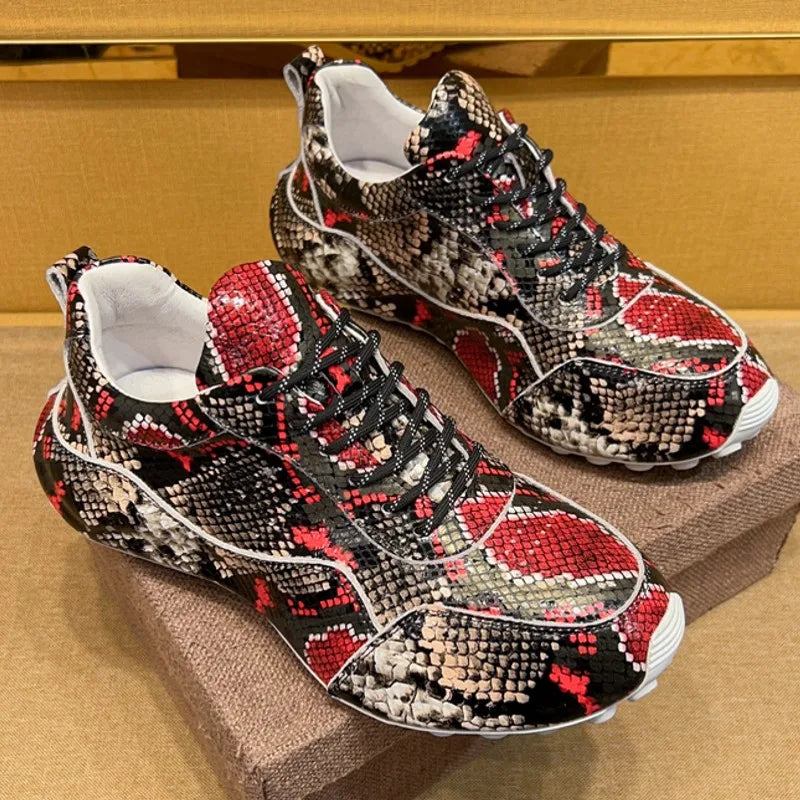 Sneakers Cuir Serpent Homme Multicolore – CLEVI Paris