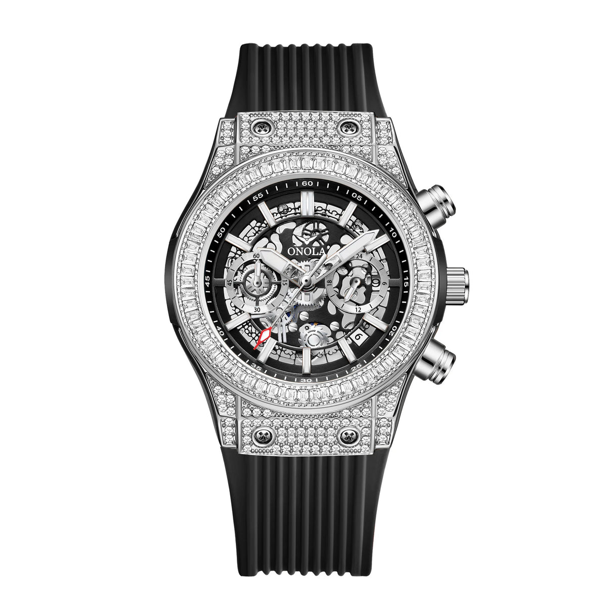 Montre Quartz Tonneau Cadran Creux ONOLA Homme Silicone – CLEVI Paris