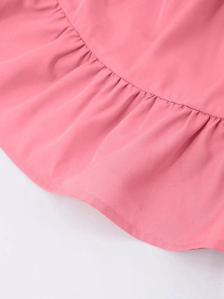 Robe fille rose à manches lanterne – CLEVI Paris