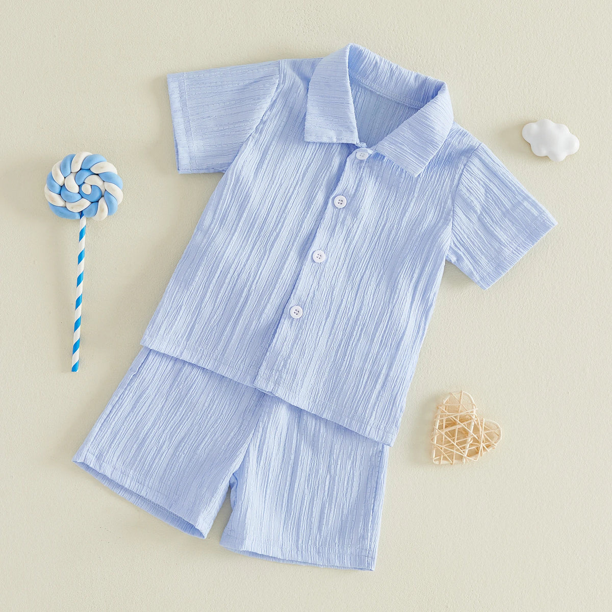Ensemble garçon chemise texturée et short – CLEVI Paris