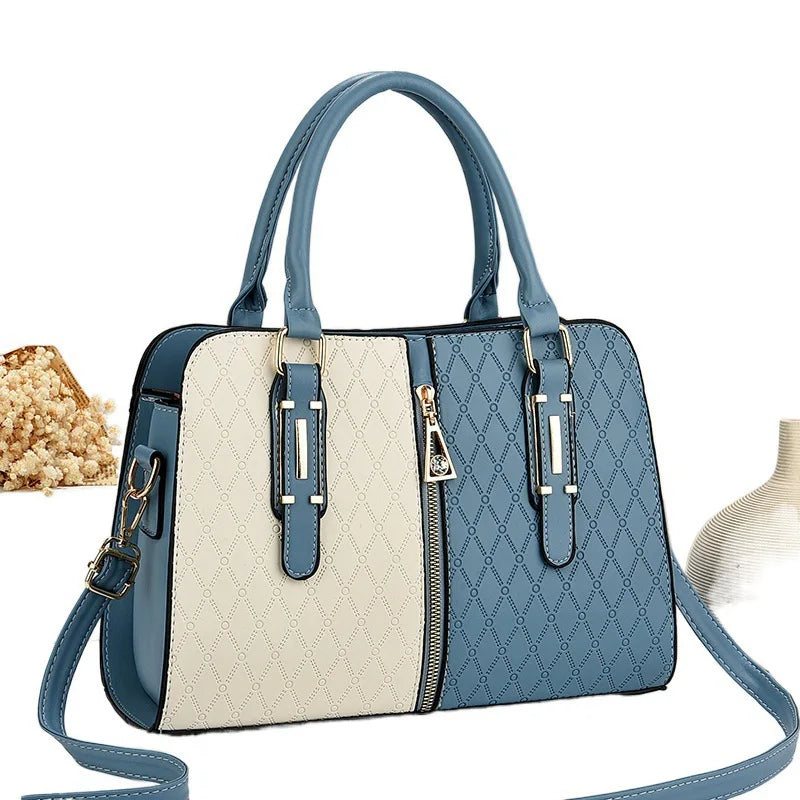 Sacoche Femme Effet Croco Bicolore Grande Capacité Épaule Bandoulière Bureau – CLEVI Paris