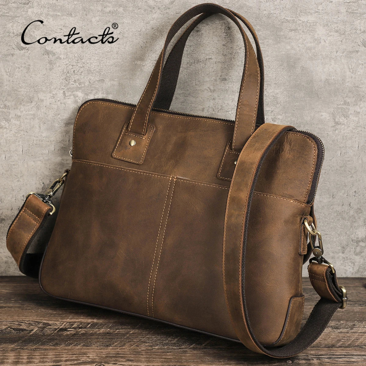 Serviette Homme Cuir Vache Crazy Horse Vintage Laptop 16" – CLEVI Paris