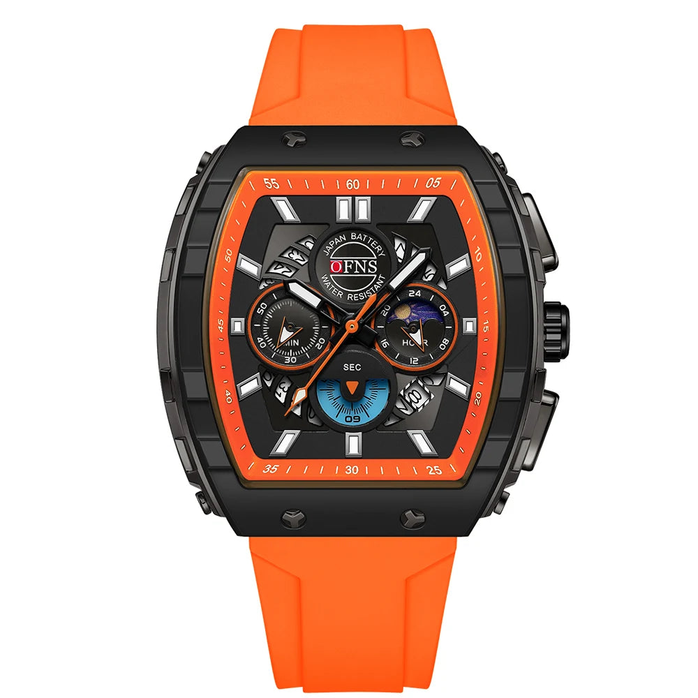 OFNS 1203 Montre Homme Quartz Chronographe Silicone Lumineux Sport – CLEVI Paris