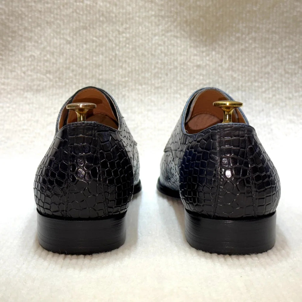 Derby Oxford Cuir Crocodile Homme Fait Main Lacets Bureau & Mariage – CLEVI Paris