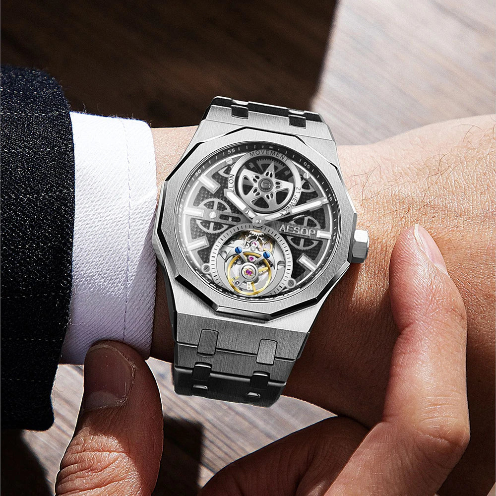Montre Homme Tourbillon Automatique Squelette Aesop 7092 – CLEVI Paris