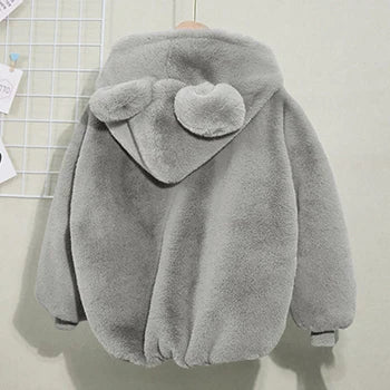 Veste enfant fausse fourrure à capuche – CLEVI Paris