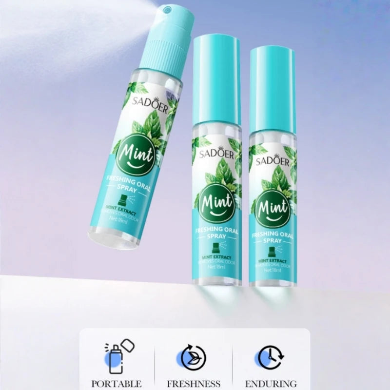 Spray Buccal Haleine Fraîche – Parfum Menthe ou Pêche, Anti-Mauvaise Haleine
